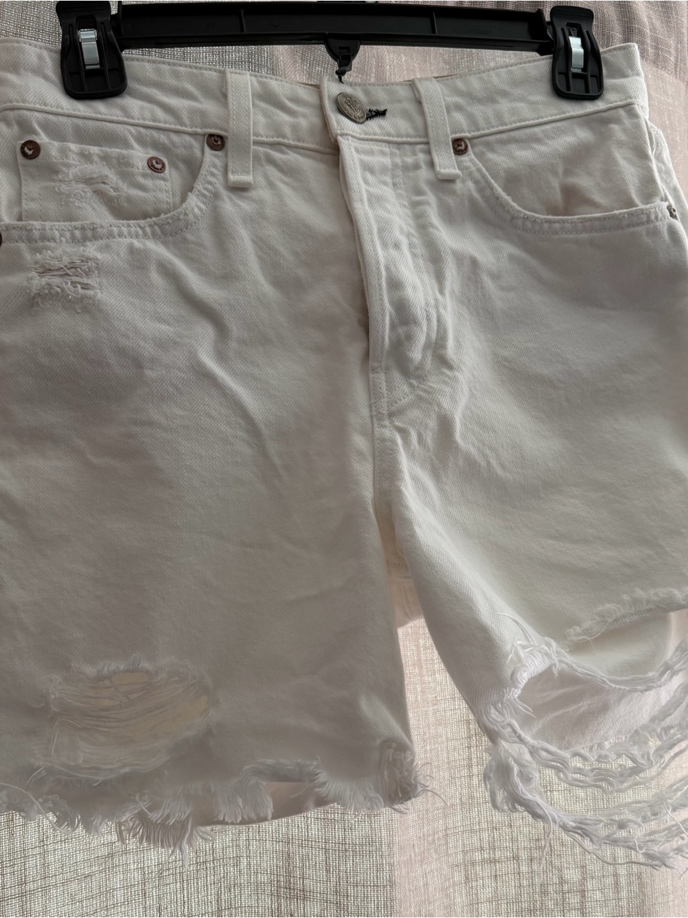 Rag and bone.White Distressed Denim Shorts